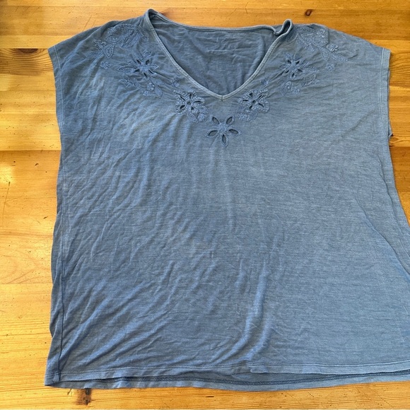 SOFT & SEXY American Eagle Outfitters embroidered flowers V neck M distressed - Picture 2 of 8